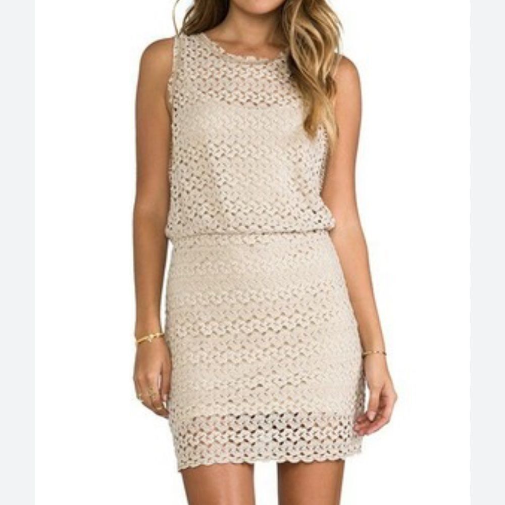 NWT Free People Dress M $128.00 Surplice Back Mini Natural Combo Lined